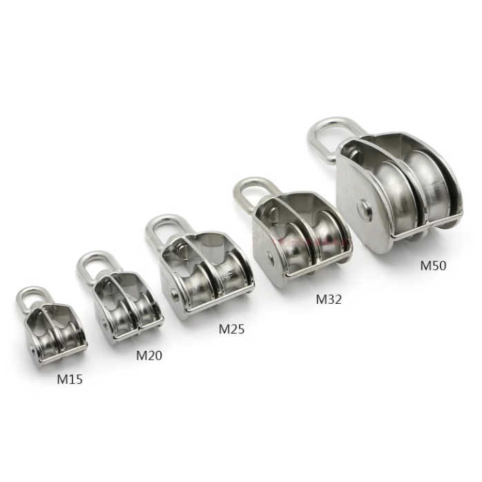 SS304 Double Snatch Block Single Sheave Swivel Fixed Pulley Rigging ...