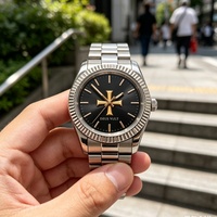 Nouvelle montre pour homme PINTIME en acier inoxydable, cadran en verre traité, mouvement à quartz japonais, résistance à l'eau 5 BAR, fermoir papillon, style business