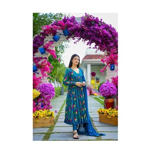 ชุดสูทผ้าฝ้ายที่ขายดีที่สุดพร้อมกางเกง Kurti สุภาพสตรีคอวีสําหรับชุดลําลองมีจําหน่ายในราคาไม่แพง - Product Image 1