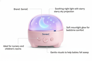 Machine à bruit blanc pour bébé avec projecteur de lumière nocturne RVB, 20 <span class=keywords><strong>sons</strong></span> apaisants pour une utilisation en chambre d'enfant, au coucher <span class=keywords><strong>et</strong></span> pendant l'alimentation - Product Image 4