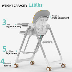 Chaise haute pliable de haute qualité pour bébé de 0 à 3 ans Chaise de salle à manger de luxe <span class=keywords><strong>confortable</strong></span> <span class=keywords><strong>avec</strong></span> hauteur de siège réglable - Product Image 3