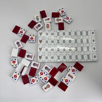 Jeu de Mahjong Américain en Acrylique Multicouche Rouge Vin, Motif Chinois Classique, Jeu de Société pour Fêtes Familiales, Cadeau, Stock US