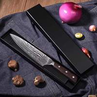 Couteau de chef en acier inoxydable de 8 pouces, motif Damas, manche en bois de wengé, ultra-affûté, couteau de cuisine Santoku