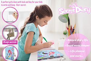 En stock : Ensemble <span class=keywords><strong>de</strong></span> journaux secrets pour filles, thème sirène, avec cadenas et clé, en vente - Product Image 5