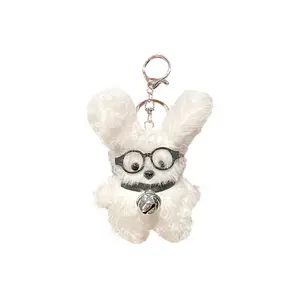 Lilangda 2023 New, Internet Red Glasses Puppy Plush Key Chain Pendant, Cute Puppy Bag Pendant Small Gifts Plush Toy Key Chain