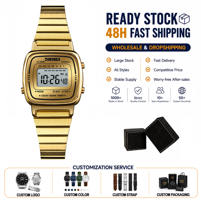 SKMEI 1901 Popular Stainless Steel Sport Watches Digital Watches for Women China Fashion Alarm Relogio