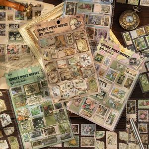 Pegatinas con Estampado Dorado <span class=keywords><strong>de</strong></span> Sunset Post Office, Pegatinas Decorativas <span class=keywords><strong>de</strong></span> Papel Quemado con Diseño Floral y Mariposas Estilo Retro INS - Product Image 4