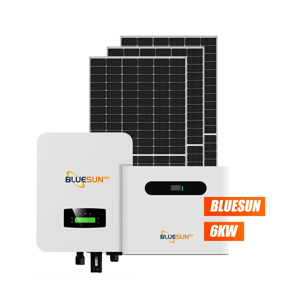 Bluesun baterai 6KW untuk keluarga, sistem tenaga surya hibrida 5kW untuk keluarga