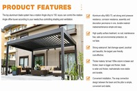 Pergola bioclimatique motorisée moderne en aluminium pour patio, gazebo, pavillon, toit à lames rétractables automatiques, imperméable et robuste