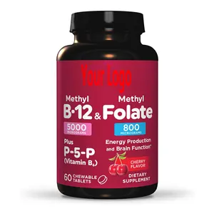 메틸 B-12 & 메틸 엽산-100 씹을 수있는 정제 레몬-Bioactive 비타민 B12 & B9-에너지 생산 지원, 뇌 Func