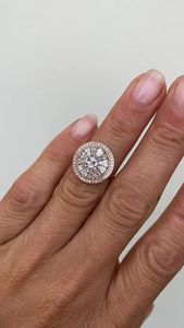 Anillo de Compromiso APRICOT JEWELS con Diamante Cultivado en Laboratorio de 3CT, Corte Redondo, Chapado en Oro de 14K, Estilo Hiphop, Joyería Fina de Lujo para Mujer - Product Image 6