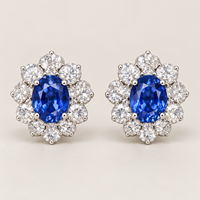 Boucles d'oreilles clous de luxe Huairuogu en saphir bleu de laboratoire, taille poire, personnalisées en or blanc 10K 14K 18K, bijoux halo en forme de goutte d'eau, vente en gros