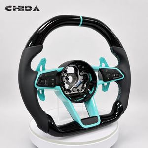 Volante Decorativo Personalizzato Nero Lucido Blu per <span class=keywords><strong>Audi</strong></span> R8 TT Mk2/Mk3 B8 RS TTS TTRS RS3-7 A3-A8 Q3-Q7 - Product Image 6