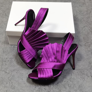 รองเท้าส้นสูงหัวกลมสำหรับผู้หญิง,รองเท้าแตะส้นเข็มแบบพับได้มีสไตล์สำหรับใส่ในฤดูร้อน - Product Image 5