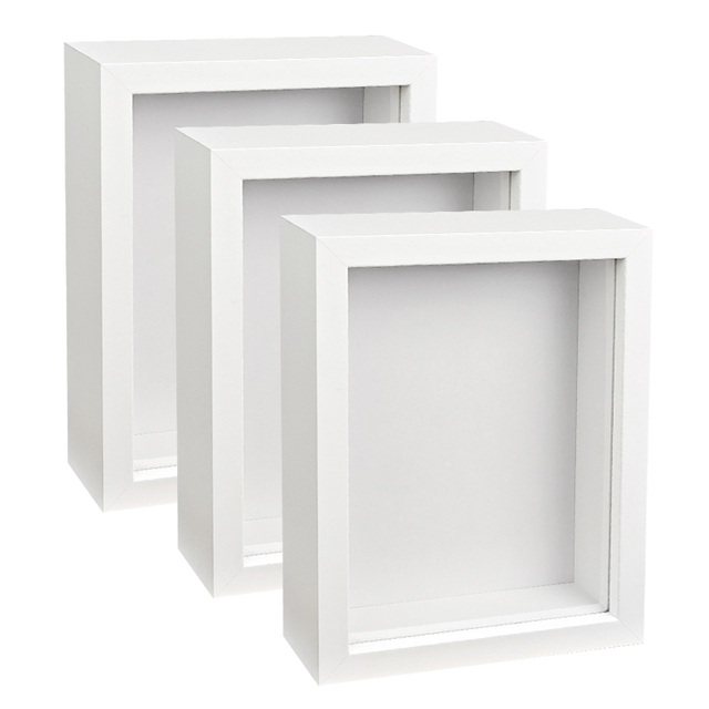 Black and White Walnut MDF Wood Picture Frame Deep 3D Shadow Box with Organic Glass Decorative Art Frame