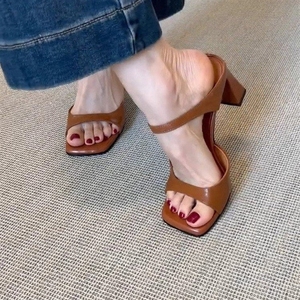 Nuevas sandalias de tacón medio grueso para mujer, estilo veraniego, punta abierta, cuadradas, a la moda, combinables con todo 916 - Product Image 4