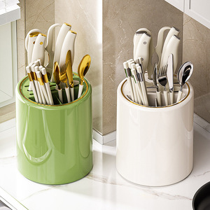 Kitchen Rotating Knife Rack 17Pcs Plastic Draining Holder With 360 Degree Rotation For Cutlery Storage - Product Image 3