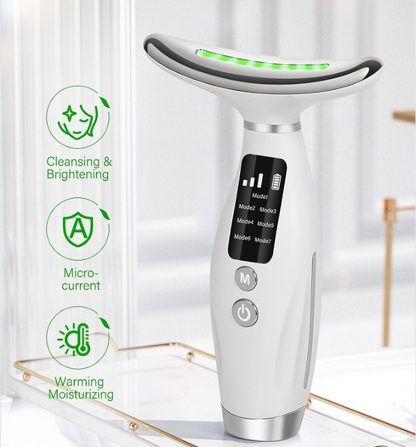 Red Light Face Massager Tool Skin Care LED Heated Facial Massager Vibration Tightenings Rejuvenation Face Neck Sculpting Tool