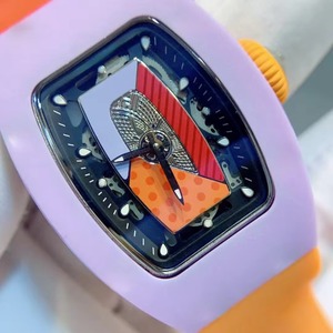 Elegante y Lujoso Reloj Mecánico Automático Tourbillon de Cerámica Morada, Resistente al Agua y a los Golpes, para Damas - Product Image 1