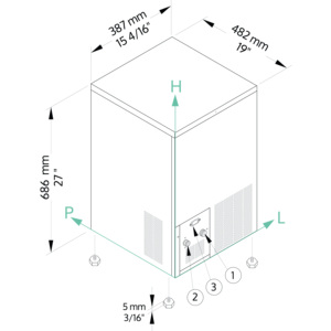 ICE ITALY ABE 30W R290 - Ice <b>Cube</b> Maker Machine Water Cooled 387x482x686mm Production in 24h - 30Kg - Product Image 3