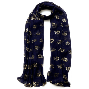 Sciarpa Lunga in Cotone TR con Stampa Elefante in Lamina d'Oro 70x180cm FULARES - Product Image 1