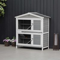 Cage à lapins en bois à deux étages pour l'extérieur avec zone de vie séparée, rampe et bac à déchets coulissant pour petits animaux