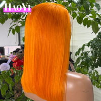 Perruque frontale complète en dentelle HD transparente, cheveux Remy brésiliens 100 % humains, coupe courte bob rose, densité 200 %, pour femmes
