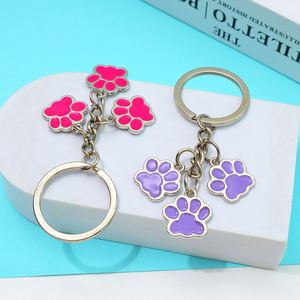 7-Color Cartoon Cat Paw Keychain - Cute Pet Palm Print Metal Pendant for <b>Bags</b> & Keys Perfect <b>Gift</b> for Girls & Friends - Product Image 2