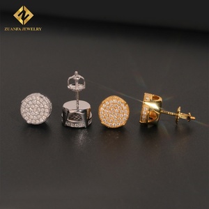 Bulk Stock Fast Shipping Ear Studs 3Rows VVS Moissanite Diamond 925 Silver Hip Hop Jewelry Iced Out Stud <b>Earring</b> <b>Men</b> Women - Product Image 1