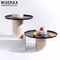 WISEMAX FURNITURE Table basse contemporaine moderne en marbre travertin pour salon, bureau et café