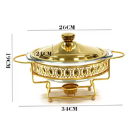 Chauffe-plats rond en verre doré de luxe pour buffet de mariage pour couvercle