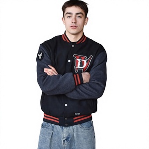 Veste universitaire en laine pour homme, style nouveau, motif camouflage, manches en cuir sur le devant, service OEM, vente chaude - Product Image 1