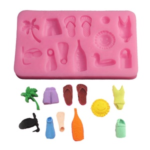 Moule en silicone pour gâteau fondant DIY en forme de rectangle 3D 15, motif plage océan, pour claquettes, lunettes de soleil, bouteille à vœux, maillot de bain, palmes de plongée - Product Image 1