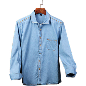 Stocklot con estilo de los hombres de algodón de manga larga casual <span class=keywords><strong>jeans</strong></span> camisa de denim - Product Image 1