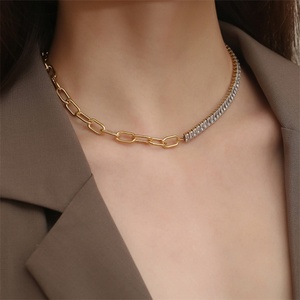 New Fashionable Jewelry Set High-quality Zircon Gold Plated <b>Titanium</b> Steel <b>Chain</b> Women's Necklace - Product Image 3
