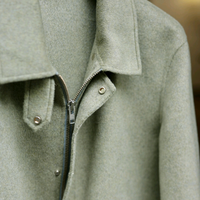 Blouson Bomber Unisexe en Cachemire Double Face Fait Main avec Fermeture Éclair et Boutons Pression, Col Montant, Style Vintage, Vêtement d'Hiver Chaud et Coupe-Vent