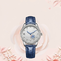 Montre à quartz de luxe pour femme, élégante et raffinée, avec affichage de la date, cadran en verre gravé en spirale, bracelet en cuir