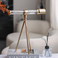 Télescope en cristal sur trépied doré, ornement décoratif, style européen, décoration moderne pour le salon