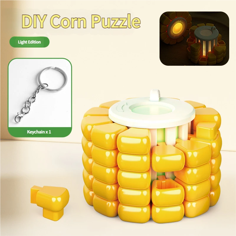 avec puzzle lampe-maïs + porte-clés