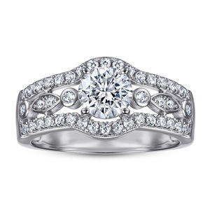Bague de promesse à rangées multiples pour ma petite amie Bague de mariage en argent cristal Bague en zircon de grade 5A en argent sterling - Product Image 1