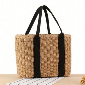 Wholesale Summer <b>Beach</b> Travel Paper Woven <b>Bag</b> Handmade Woven <b>Large</b> Capacity Vacation Tote Straw <b>Bag</b> - Product Image 2