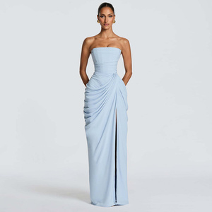 Abito <span class=keywords><strong>Lungo</strong></span> Elegante da Sera per Donna, <span class=keywords><strong>Vestito</strong></span> Aderente <span class=keywords><strong>Nero</strong></span> con Spalle Scoperte, Sexy, Lunghezza Maxi, Plissettato e con <span class=keywords><strong>Spacco</strong></span> - Product Image 2