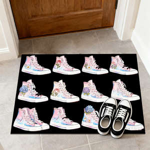 Alfombra de terciopelo de cristal con estampado personalizado, Alfombra de Anime personalizada, alfombras para zapatos, alfombras con forma de zapatilla de deporte - Product Image 6