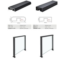 Système de garde-corps en alliage d'aluminium ; Profilé de fixation ultra-étroit pour verre ; Design moderne et minimaliste, fixation murale intérieure/extérieure