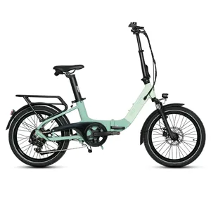 Vélo électrique pliable léger de 22 kg avec cadre à enjambement, batterie intégrée 36V10A, fourche à suspension, 7 vitesses, facile à transporter et à ranger - Product Image 2