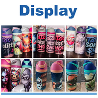 Vaso Térmico Sublimable de 16 oz, Botella de Agua Blanca con Tapas Multicolores para Niños, Escuela, Deportes al Aire Libre