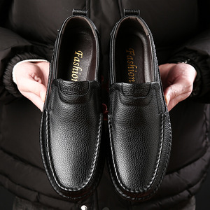 Mocasines de cuero de vaca de primera capa para hombre, zapatos informales de negocios británicos, calzado cómodo de cuero genuino para conducir, calzado para padre - Product Image 6