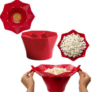 Outil de cuisine écologique pour la maison, fabricant de <span class=keywords><strong>popcorn</strong></span> en silicone sans BPA, poignée pliable, bol de voyage portable, plat pliable DIY - Product Image 1