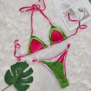 TW Metal Heart Decoration Swimsuit Velvet Patchwork Women's Swimsuit Set Swim Wear <strong>Thong</strong> Bikini <strong>Swimming</strong> <strong>Costumes</strong> for Ladies - Product Image 2