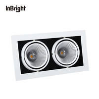 Projecteurs LED COB encastrés anti-éblouissement à grille pour hôtels et usines, à têtes simples, doubles ou triples, 10W, 20W, 30W